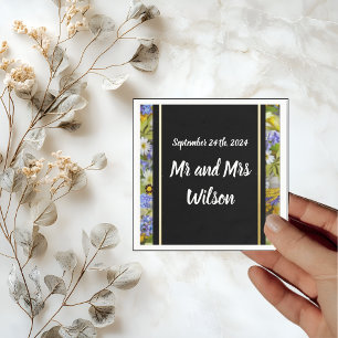 Colorful Wild Flowers Wedding Cocktail napkins