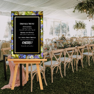 Colorful Wild Flowers Wedding Drinks Menu Sign