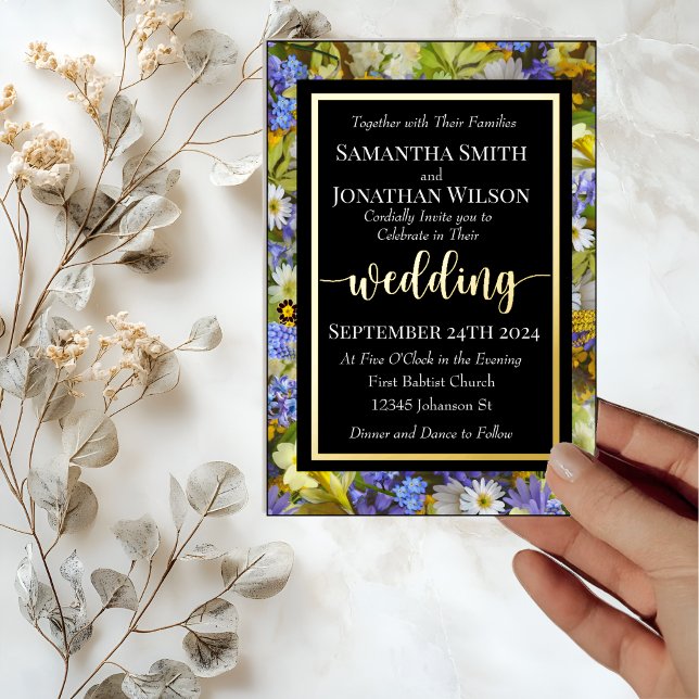 Colorful Wild Flowers Wedding Foil Invitation (Creator Uploaded)