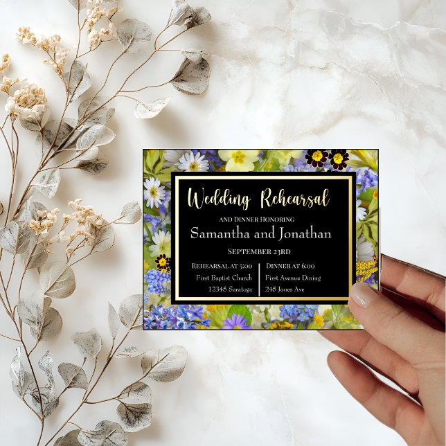 Colorful Wild Flowers Wedding Rehearsal Foil Invitation Postcard (Creator Uploaded)