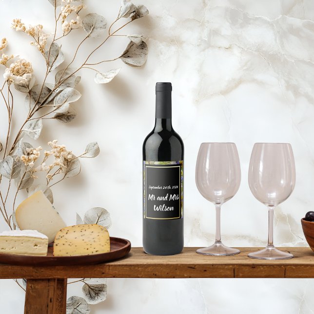 Colorful Wild Flowers  Wedding Wine Labels (Creator Uploaded)