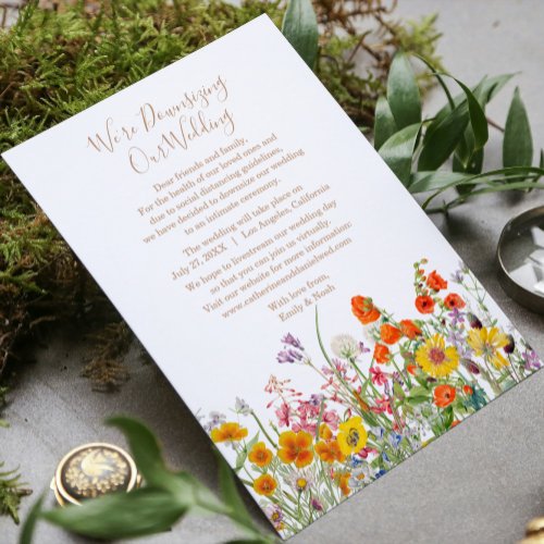 Colorful Wild Flowers Were Downsizing Our Wedding Holiday Card
