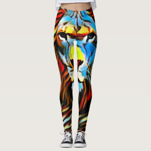 Colorful Wild Lion of Judah Oil Paint Leggings