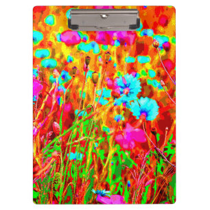 Colorful Wild Meadow in Bloom Pop Art Style Clipboard