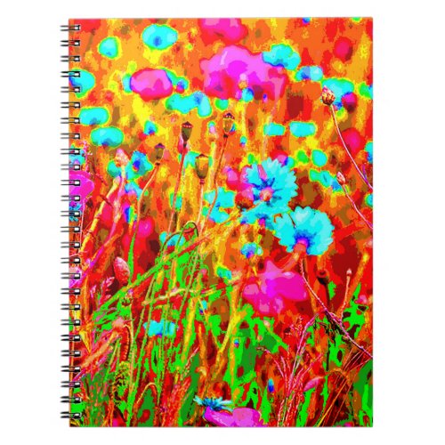 Colorful Wild Meadow in Bloom Pop Art Style Notebook