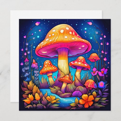 Colorful Wild Mushrooms Illustration Card