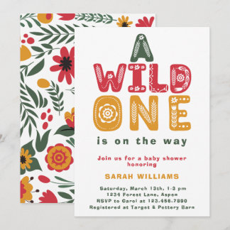 Colorful Wild One Folk Art Boy Baby Shower Invitation