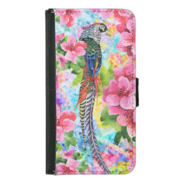 Colorful Wild Peasant &amp; Pink Flowers Wallet Phone Case For Samsung Galaxy S5
