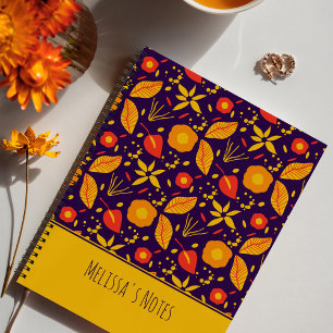 Colorful Wild Purple & Yellow Botanical Pattern Notebook