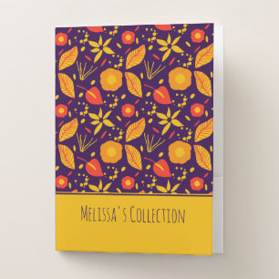 Colorful Wild Purple & Yellow Botanical Pattern Pocket Folder