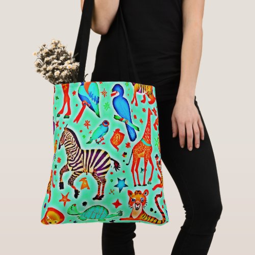 Colorful Wild Wonder Animal Kingdom Tote Bag