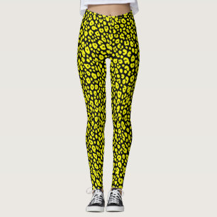 Colorful Wild Yellow Black Leopard Print Pattern Leggings
