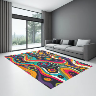 Colorful wilde swirls pattern rug