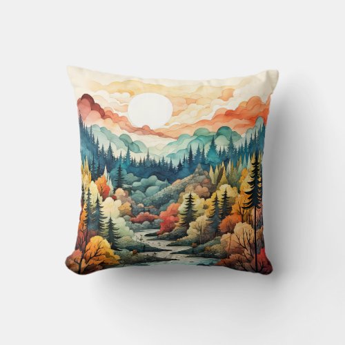Colorful Wilderness In Autumn Landscape Throw Pillow
