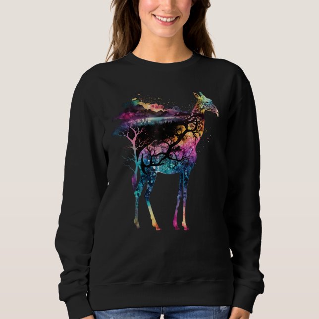 Colorful Wilderness Nature Giraffe Reflection Sweatshirt (Front)