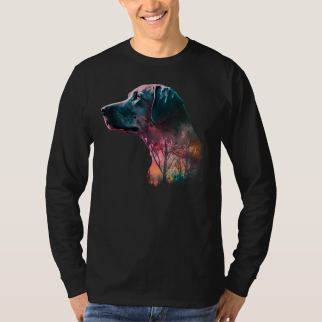 Colorful Wilderness Nature Weimaraner Reflection T-Shirt (Front)