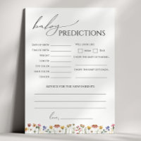 Colorful Wildflow Baby Shower Predictions Card