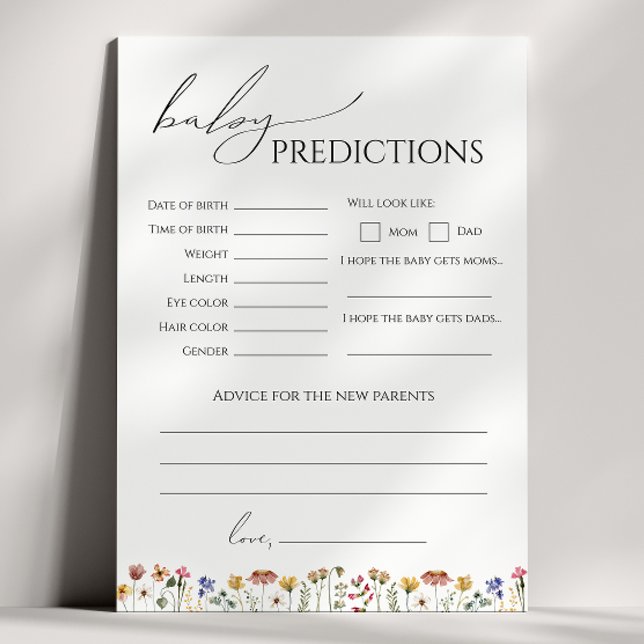 Colorful Wildflow Baby Shower Predictions Card (Creator Uploaded)