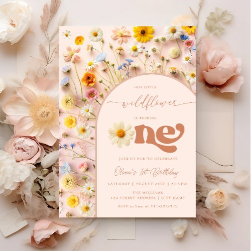 Colorful Wildflower 1st Birthday Invitation