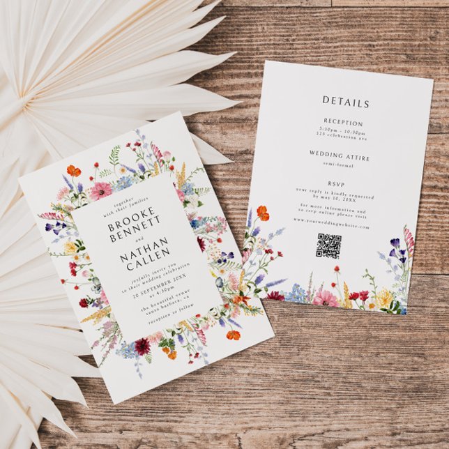 Colorful Wildflower All In One Wedding Invitation (Creator Uploaded)
