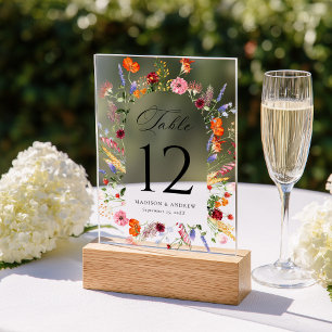 Colorful Wildflower Arch Acrylic Table Number