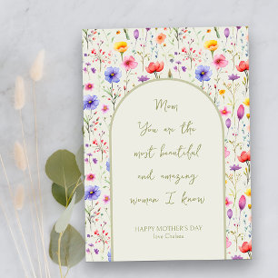 Colorful Wildflower Arch Whimsical Mother's Day Holiday Card