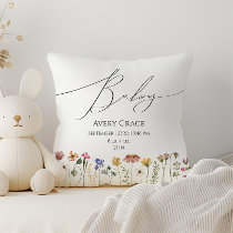 Colorful Wildflower Baby Details Throw Pillow