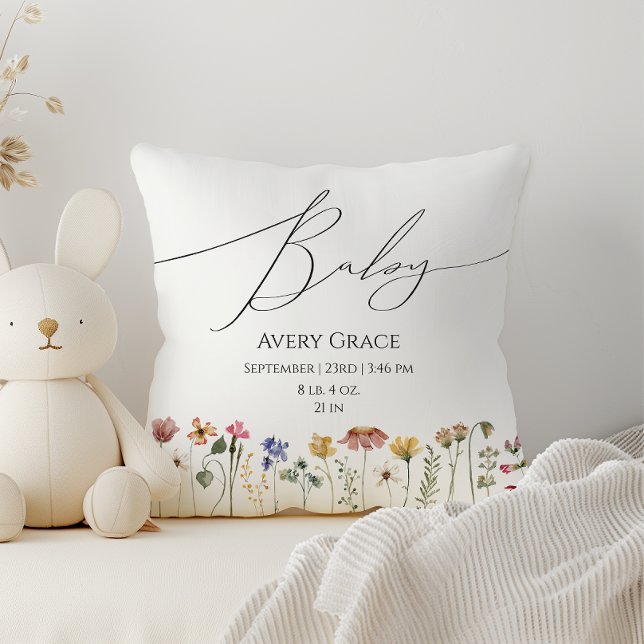 Colorful Wildflower Baby Details Throw Pillow (Creator Uploaded)