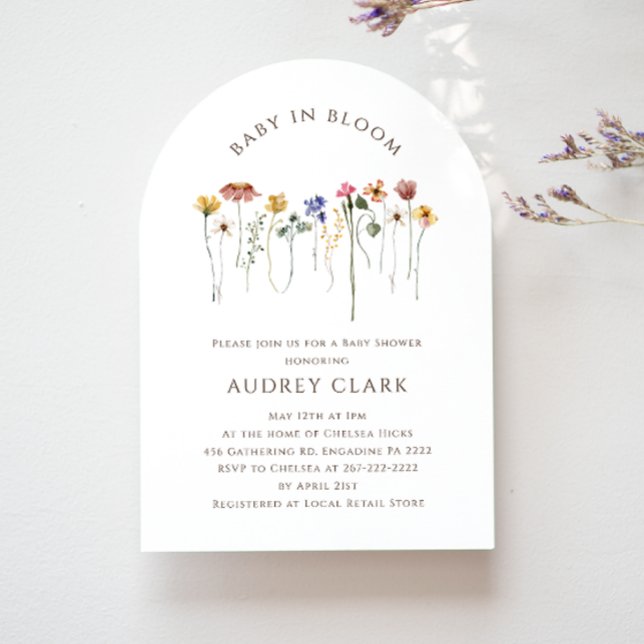 Colorful Wildflower Baby in Bloom Baby Shower Arch Invitation (Creator Uploaded)