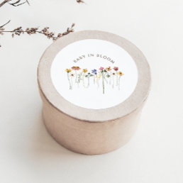 Colorful Wildflower Baby In Bloom Baby Shower Classic Round Sticker