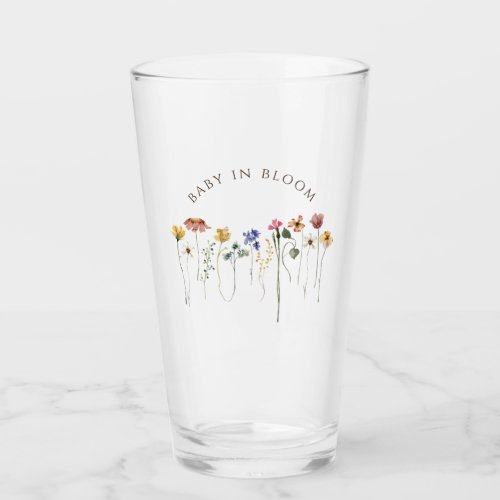 Colorful Wildflower Baby In Bloom Baby Shower Glass
