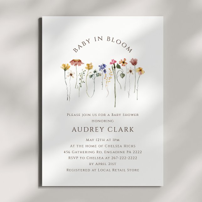 Colorful Wildflower Baby in Bloom Baby Shower Invitation (Creator Uploaded)