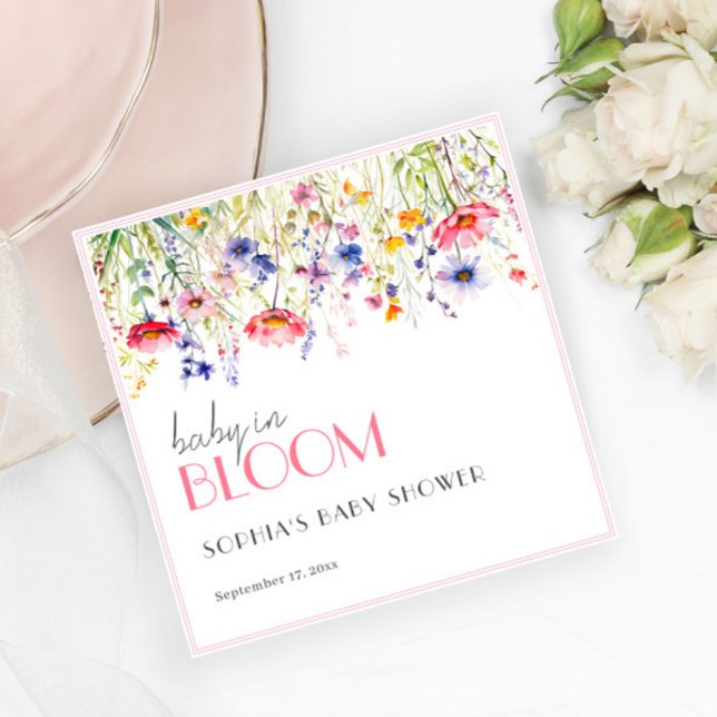 Colorful Wildflower Baby in Bloom Baby Shower Napkins (Creator Uploaded)