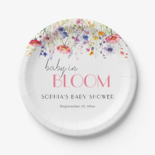 Colorful Wildflower Baby in Bloom Baby Shower Paper Plates