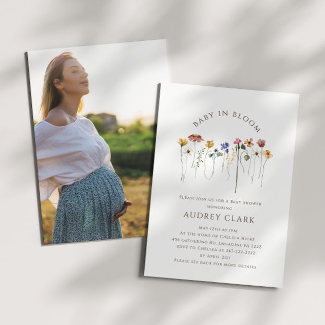 Colorful wildflower Baby In Bloom Photo Invitation (Creator Uploaded)