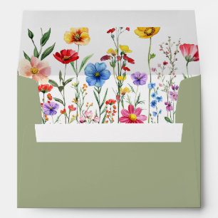 Colorful Wildflower Baby in Bloom Sage Green Envelope