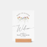 Colorful Wildflower Baby In Bloom Welcome Sign Holder<br><div class="desc">This wildflower welcome baby in bloom baby shower sign holder is perfect for your simple, whimsical boho rainbow summer baby shower. The bright, enchanted pink, yellow, orange, and gold color florals give this product the feel of a minimalist elegant vintage hippie spring garden. The modern design is artsy and delicate,...</div>