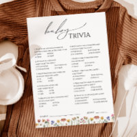 Colorful Wildflower Baby Shower Baby Trivia Card