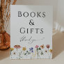 Colorful Wildflower Baby Shower Books and Gifts Pedestal Sign