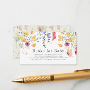 Colorful Wildflower Baby Shower Books for Baby Enclosure Card