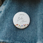Colorful Wildflower Baby Shower Button<br><div class="desc">This colorful wildflower baby shower button is perfect for your simple, whimsical, boho rainbow summer baby shower. The bright, enchanted pink, yellow, orange, and gold color florals give this product the feel of a minimalist, elegant, vintage hippie spring garden. The modern design is artsy and delicate, portraying a classic earthy...</div>