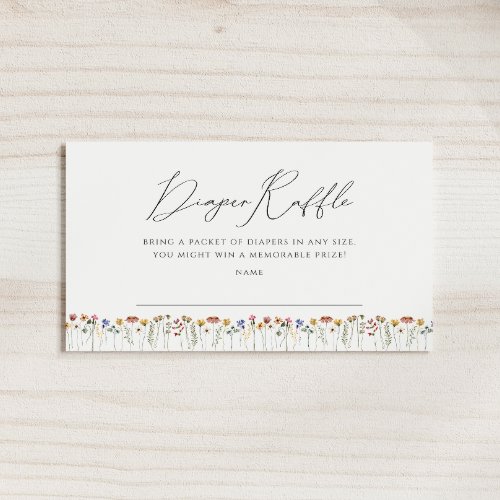 Colorful Wildflower Baby Shower Diaper Raffle Enclosure Card
