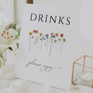 Colorful Wildflower Baby Shower Drinks Pedestal Sign