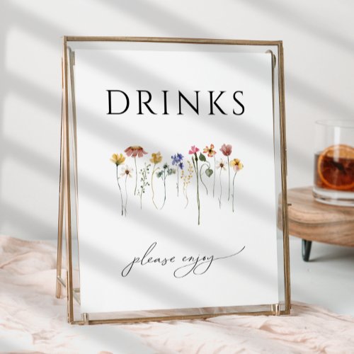 Colorful Wildflower Baby Shower Drinks Sign