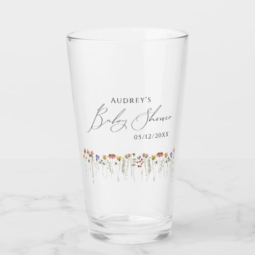 Colorful Wildflower Baby Shower Glass
