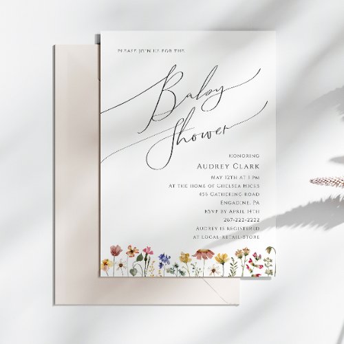 Colorful Wildflower Baby shower Invitation