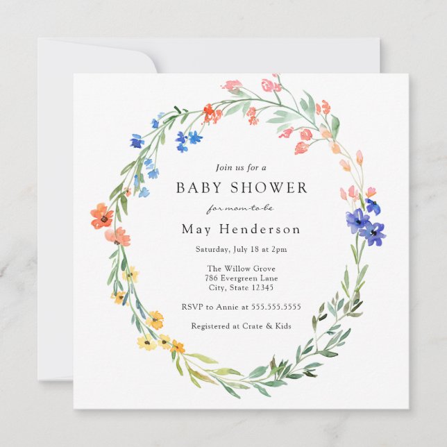 Colorful Wildflower Baby Shower Invitation (Front)