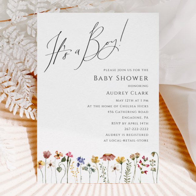 Colorful Wildflower Baby Shower It's a Boy Invitation (Creator Uploaded)