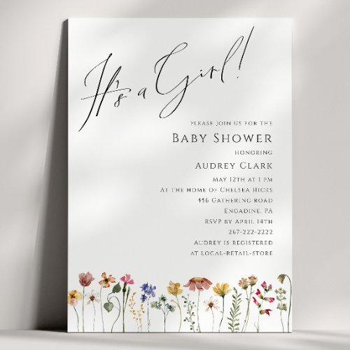 Colorful Wildflower Baby Shower Its a Girl Invitation