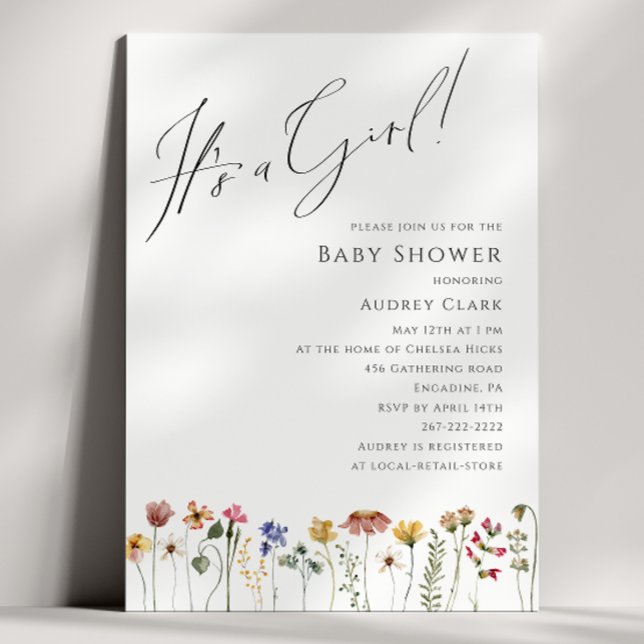 Colorful Wildflower Baby Shower It's a Girl Invitation (Creator Uploaded)